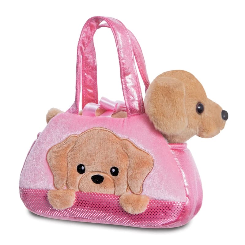 Fancy Pals – PeekaBoo Labrador Plush Toy in a Pink Bag 20 cm Eco-Friendly