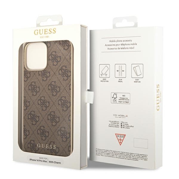 Guess 4G Charms Collection - Case for iPhone 14 Pro (Brown) 7