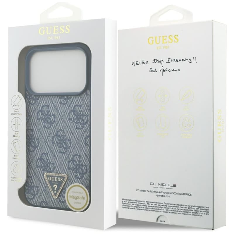 Guess Leather 4G Triangle Strass MagSafe - Case iPhone 17 Pro (Blue) 8