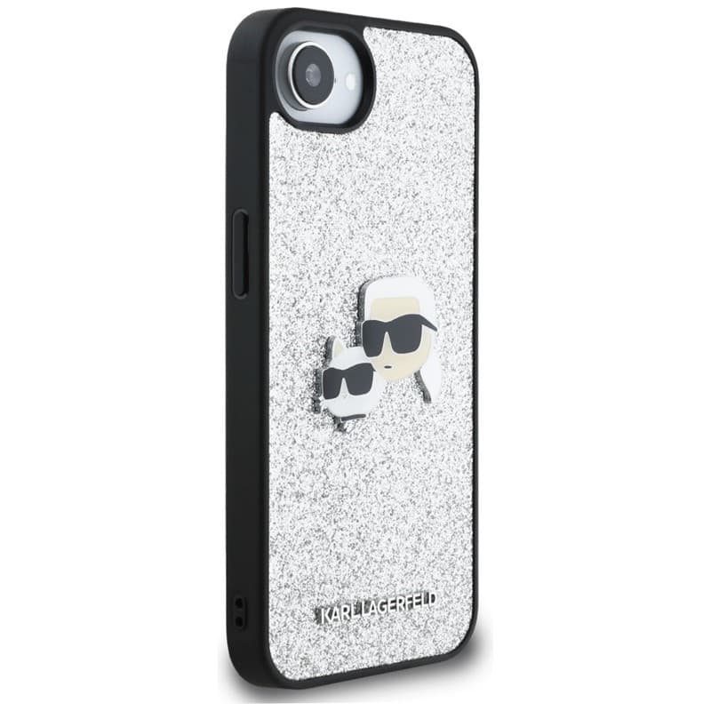 Karl Lagerfeld Fixed Glitter Karl & Choupette Heads Metal Pin - Case for iPhone 16e (silver) 4