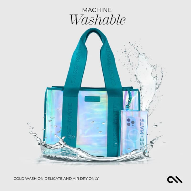 Case-Mate Large Travel Tote Bag – Waterproof Shoulder Bag with Phone Pouch (Emerald Blue Soap Bubble) 8