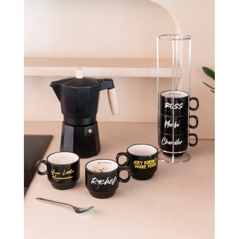 Friends - Ceramic mug set with stand 150ml 6 pcs. 5