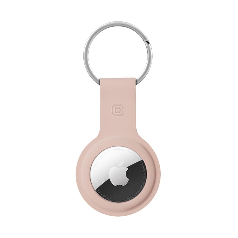 Crong Silicone Case with Key Ring – Protective keychain case for Apple AirTag 1/2 (sand pink) 2