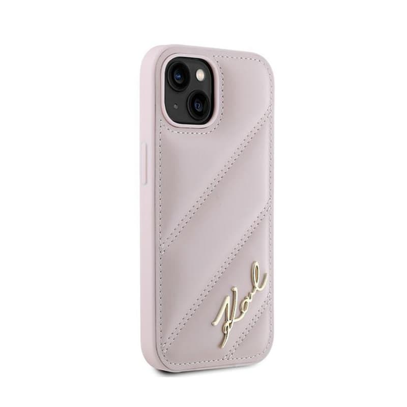 Karl Lagerfeld Diagonal Quilted Script - Case for iPhone 14 / 15 / 13 (Pink) 4