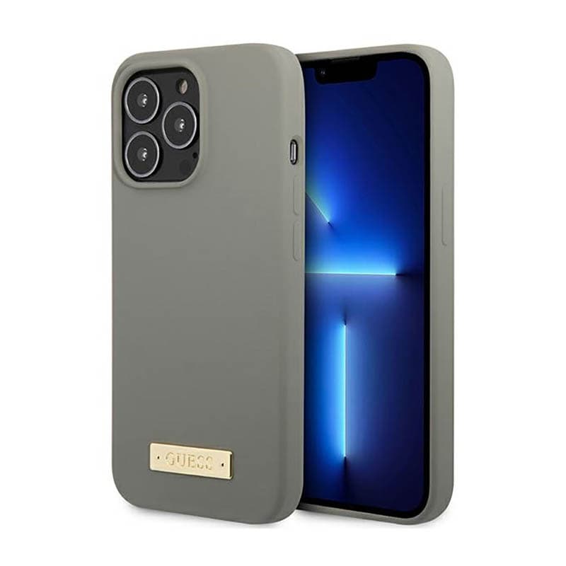 Guess Silicone Logo Plate MagSafe - Case for iPhone 13 Pro Max (Grey) 1