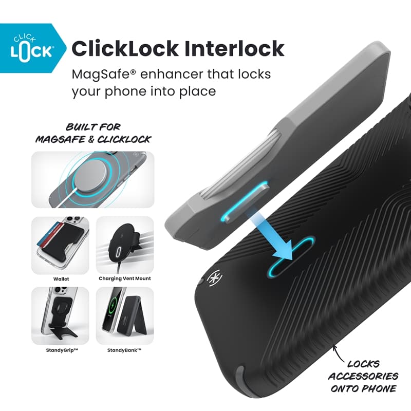 Speck Presidio2 Grip ClickLock & MagSafe Case for iPhone 17 Pro Max (Black / Gray / White) 2