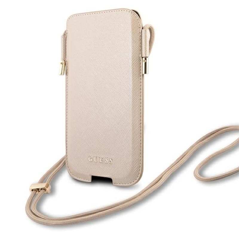Guess Saffiano Pouch - Phone bag S / M max 6.1 "(gold)