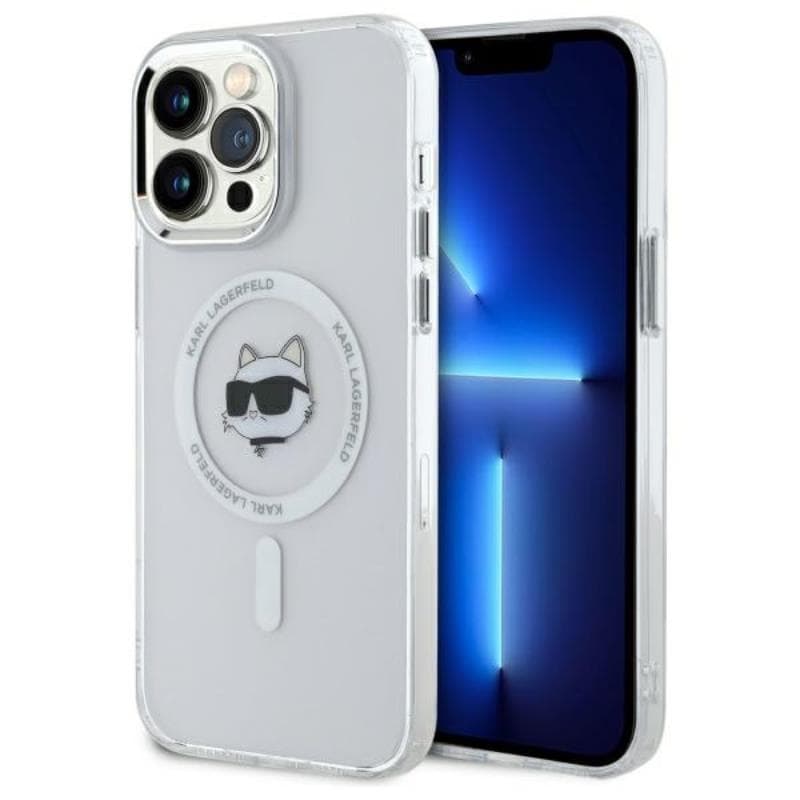 Karl Lagerfeld IML Metal Choupette Head MagSafe - Case for iPhone 14 Pro Max (White)