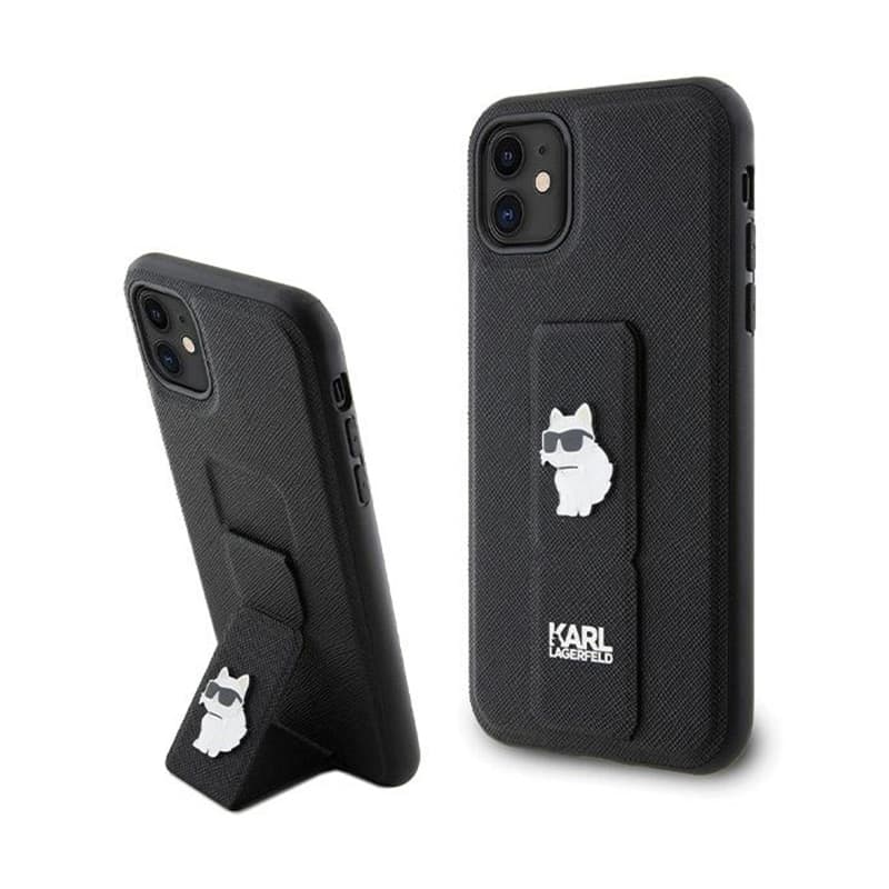Karl Lagerfeld Gripstand Saffiano Choupette Pins - iPhone 11 Case (black) 1