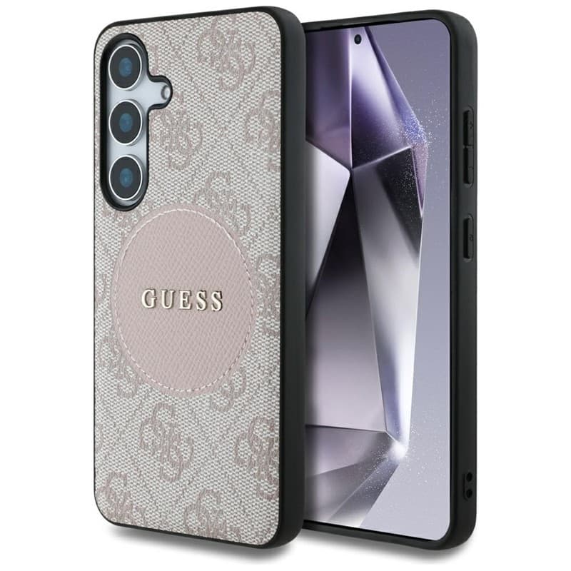Guess 4G Round Patch Classic Logo MagSafe - Case for Samsung Galaxy S25+ (pink) 1
