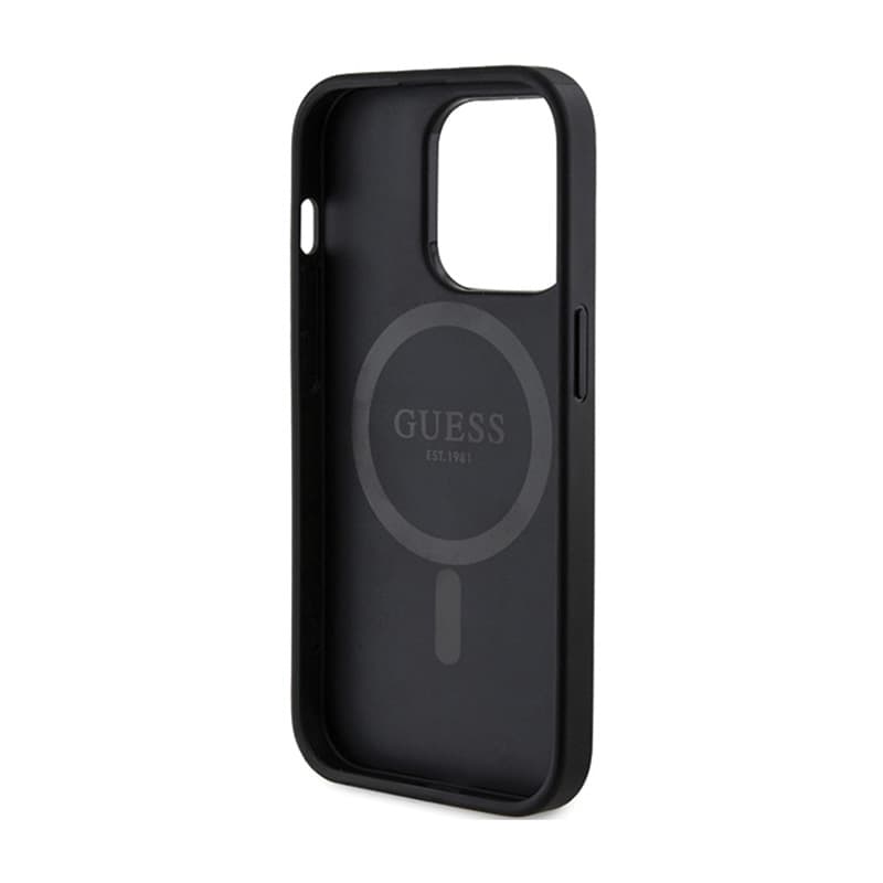 Guess 4G Collection Leather Metal Logo MagSafe - Case for iPhone 14 Pro (black) 7