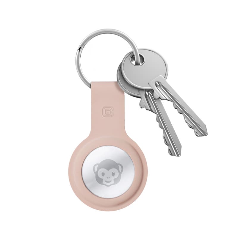 Crong Silicone Case with Key Ring – Protective keychain case for Apple AirTag 1/2 (sand pink)