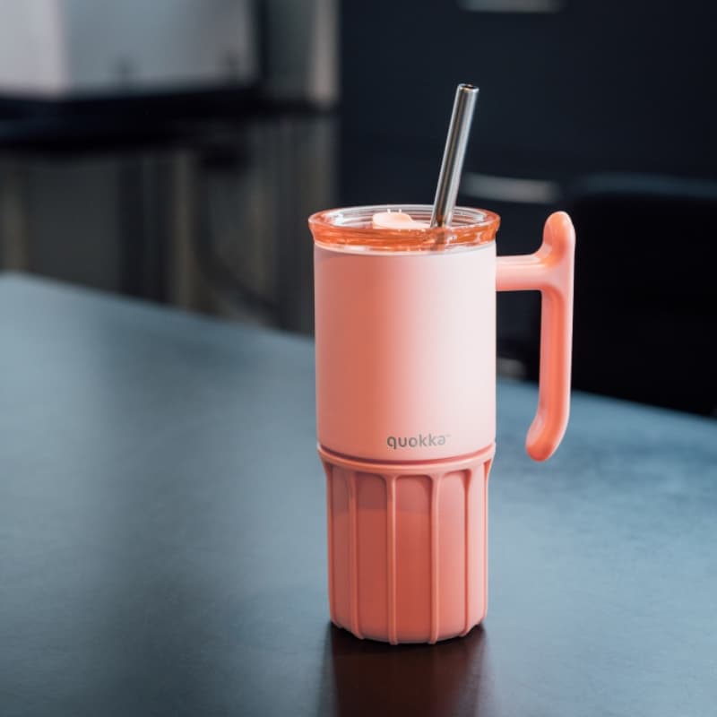 Quokka Umi - 720ml Stainless Steel Thermal Mug with Straw and Silicone Base (Peachy Pink) 3