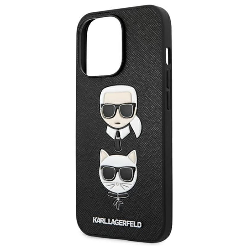 Karl Lagerfeld Saffiano Karl & Choupette Embossed Heads - Case for iPhone 13 Pro (Black) 6