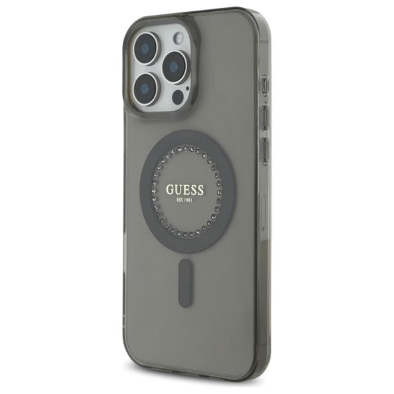 Guess IML Rhinestones MagSafe - Case for iPhone 16 Pro Max (Black) 2