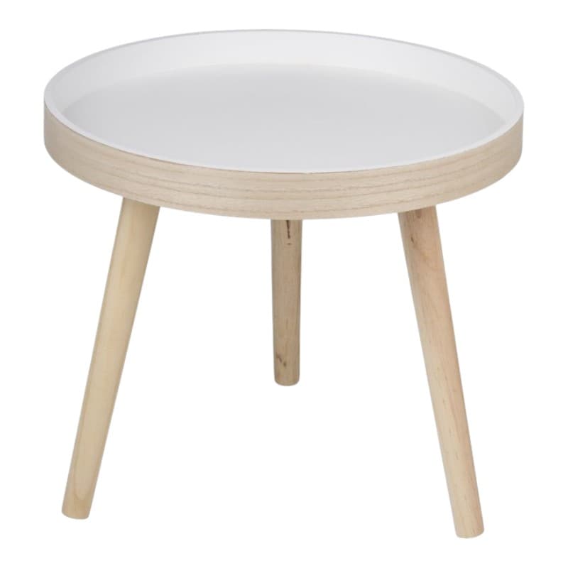 Arti Casa - Round Coffee Table for Living Room 40x36 cm (White / Wood) 1