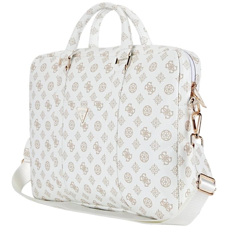 Guess 4G Peony Front Pocket Zipper Triangle Logo - Laptop Bag 16" (white) 3
