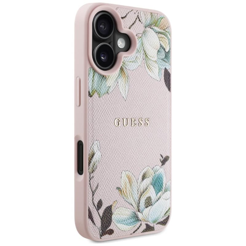 Guess Grained Printed Flower Pattern MagSafe - Case for iPhone 16 (pink) 4