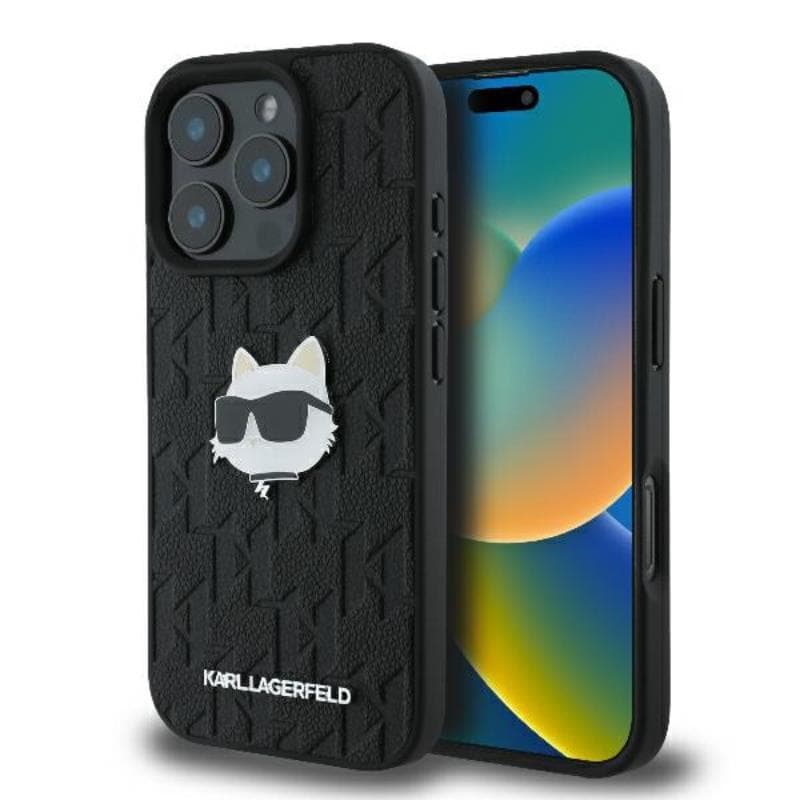 Karl Lagerfeld Monogram Choupette Head Pin - Case for iPhone 16 Pro (black)