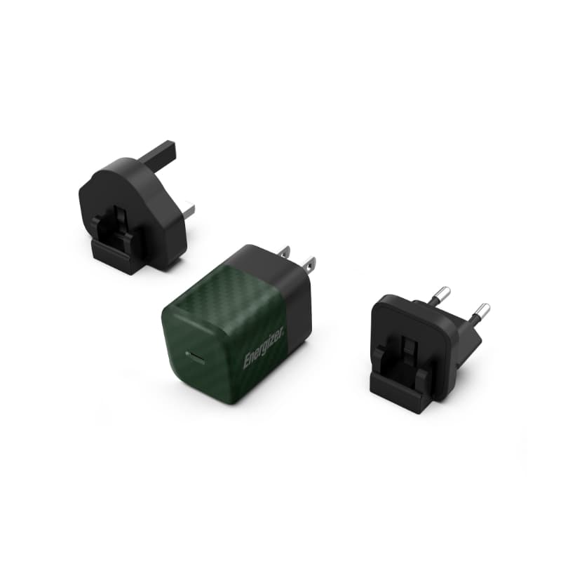 Energizer Ultimate - Multiplug EU / UK / US GaN 20W PD mains charger (Green) 1