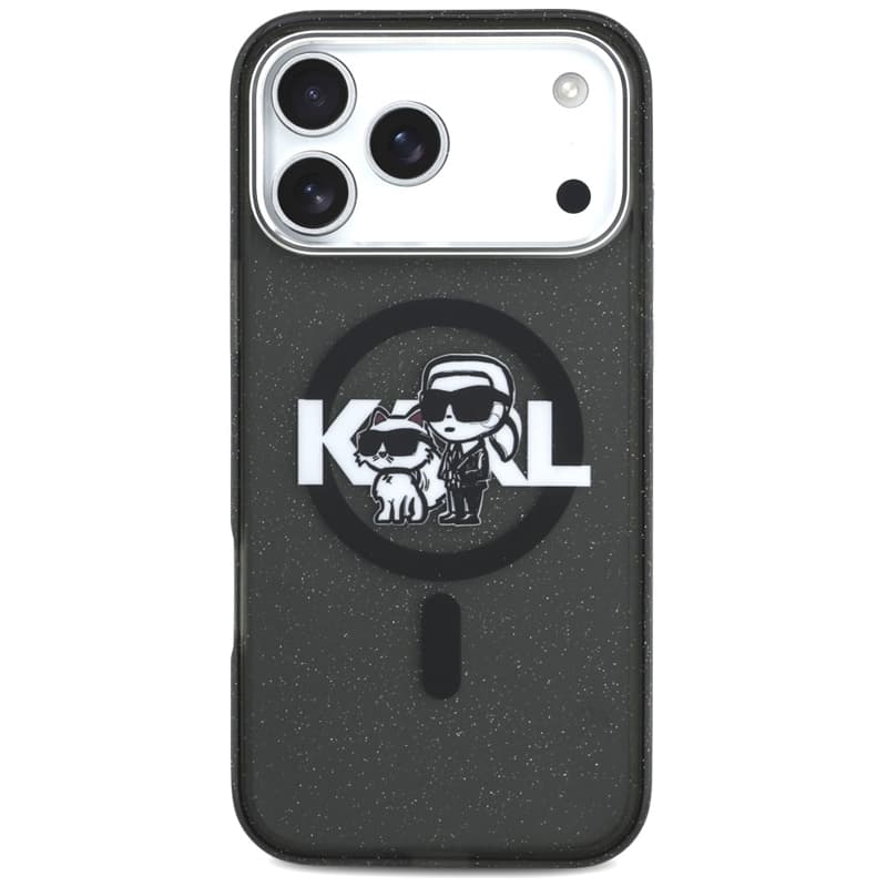Karl Lagerfeld IML Glitter Karl & Choupette Sketch Logo MagSafe - Case for iPhone 17 Pro Max (black) 3