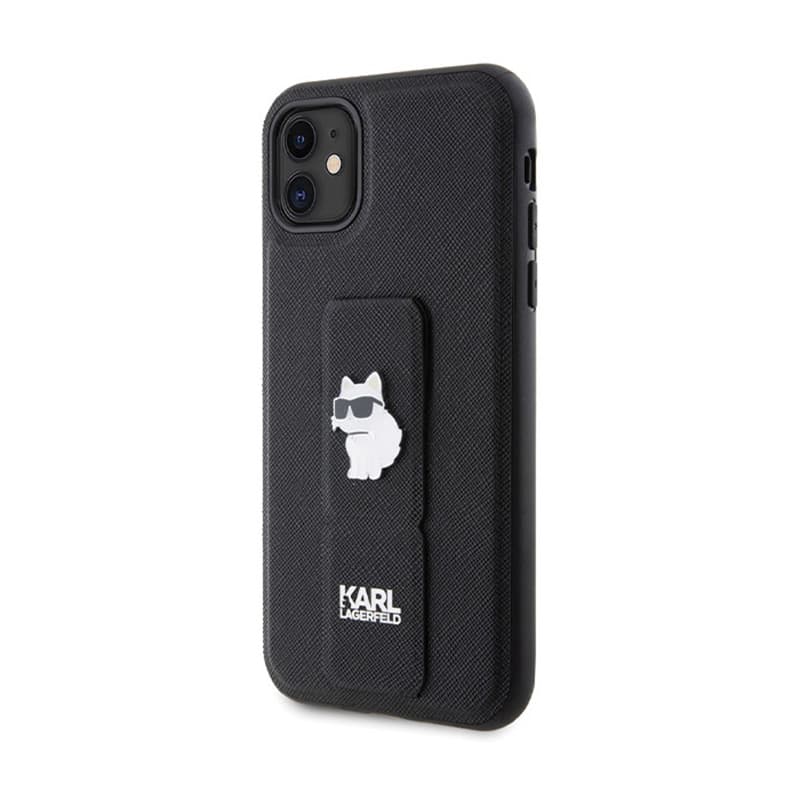 Karl Lagerfeld Gripstand Saffiano Choupette Pins - iPhone 11 Case (black) 2