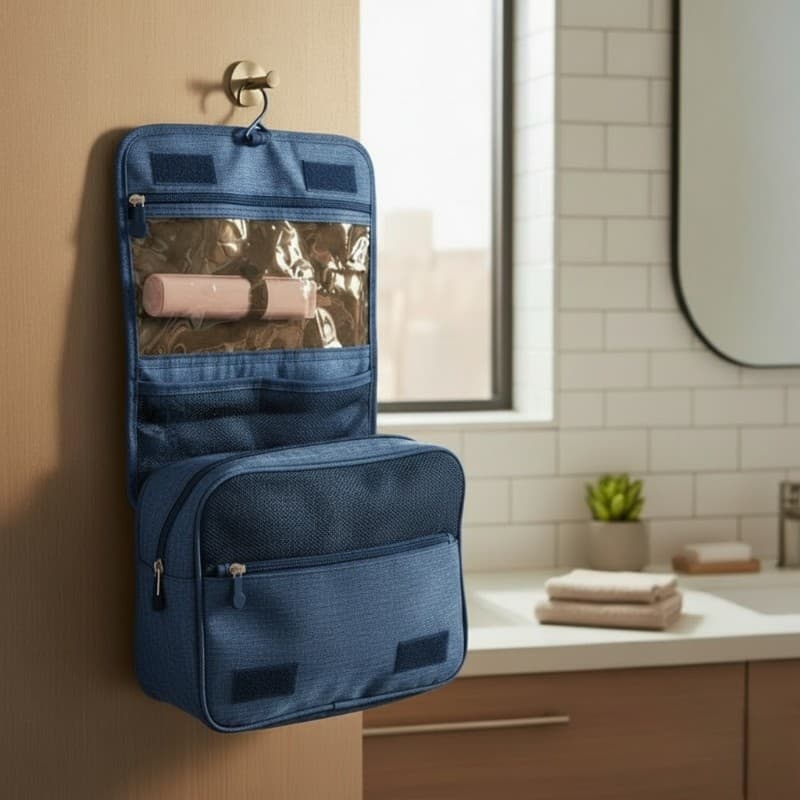 Dunlop – Travel Toiletry Bag with Hanging Hook 25x20x10 cm (Navy Blue) 5