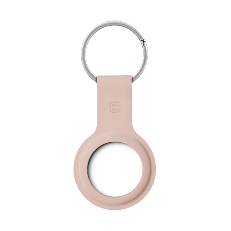 Crong Silicone Case with Key Ring – Protective keychain case for Apple AirTag 1/2 (sand pink) 3