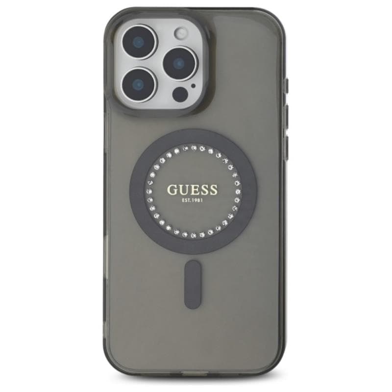 Guess IML Rhinestones MagSafe - Case for iPhone 16 Pro Max (Black) 3