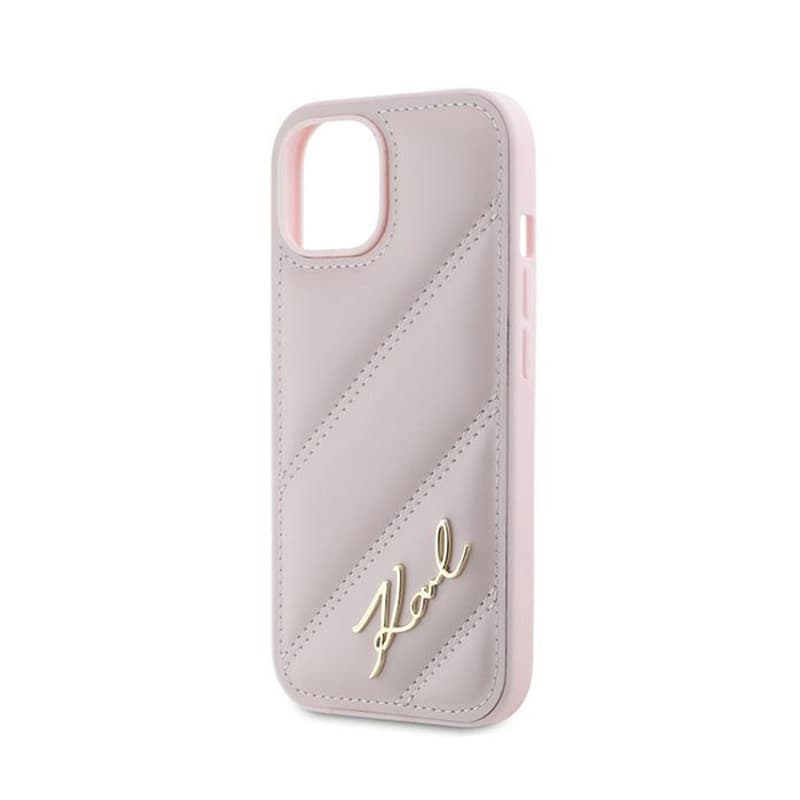 Karl Lagerfeld Diagonal Quilted Script - Case for iPhone 14 / 15 / 13 (Pink) 6