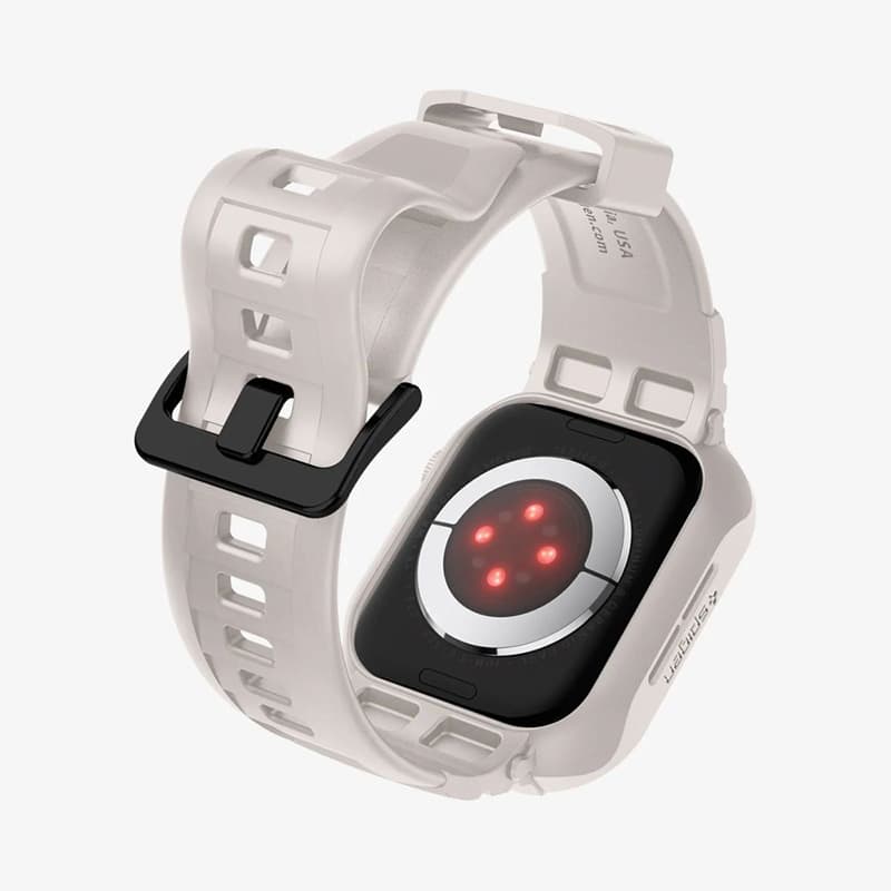Spigen Rugged Armor Pro - Strap with case for Apple Watch 4/5/6/7/8/9/SE 44/45 mm (Dune Beige) 6