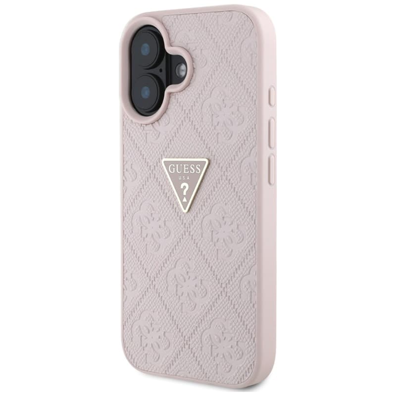 Guess Hot Stamp 4G Pattern Triangle Metal Logo - Case for iPhone 16 (pink) 2