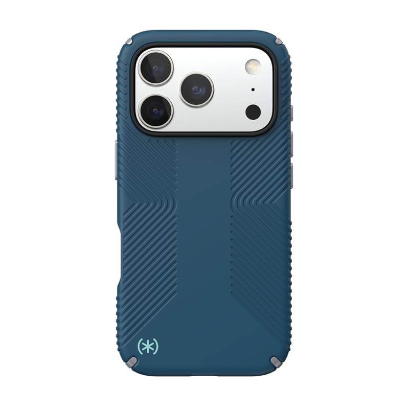 Speck Presidio2 Grip MagSafe - iPhone 17 Pro Case (Deep Sea/Silver Metallic) 8