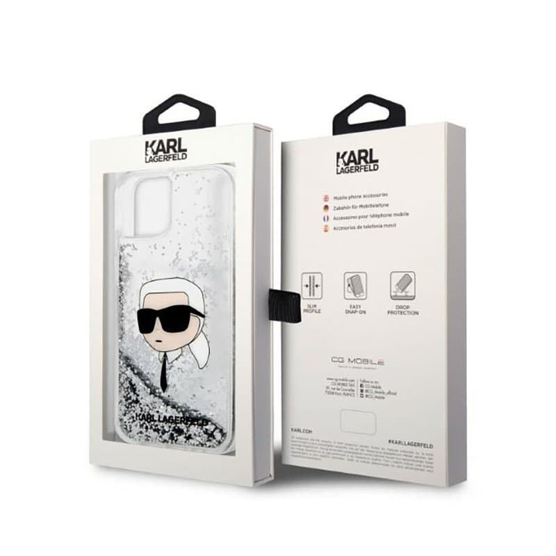 Karl Lagerfeld Liquid Glitter NFT Karl's Head - Case for iPhone 14 Plus (Silver) 8