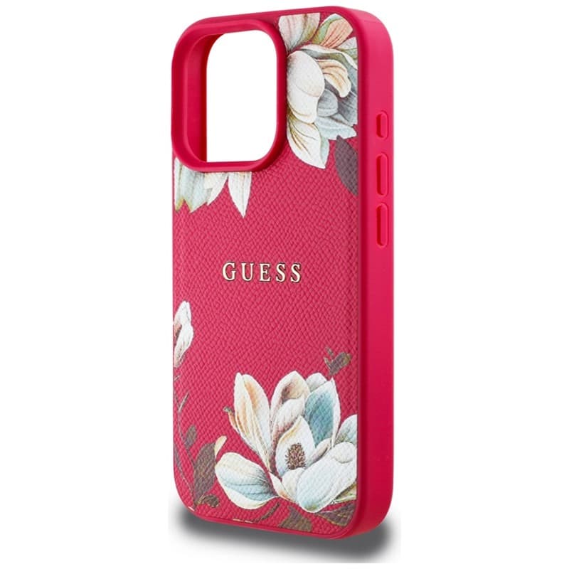 Guess Grained Printed Flower Pattern MagSafe - Case for iPhone 16 Pro (fuchsia) 6