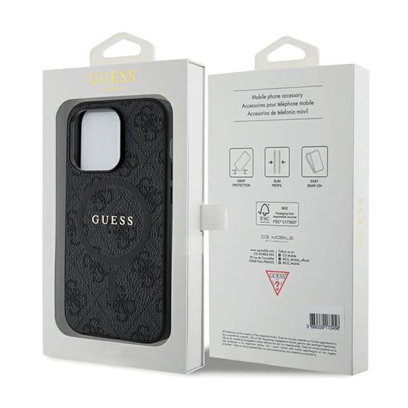 Guess 4G Collection Leather Metal Logo MagSafe - Case for iPhone 14 Pro (black) 8