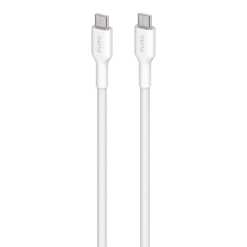 PURO Fabric - Heavy duty braided USB-C to USB-C cable 1.2m (white)