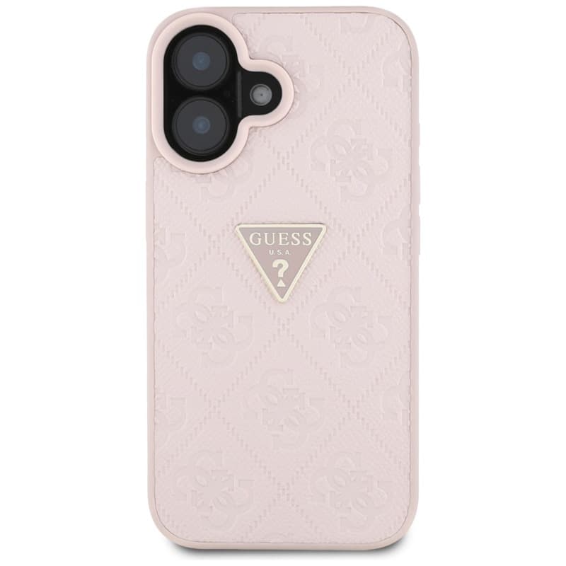 Guess Hot Stamp 4G Pattern Triangle Metal Logo - Case for iPhone 16 (pink) 3