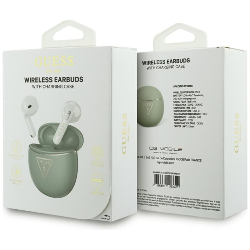 Guess Gold Line Triangle - TWS Bluetooth Headphones + Charging Case (khaki) 6