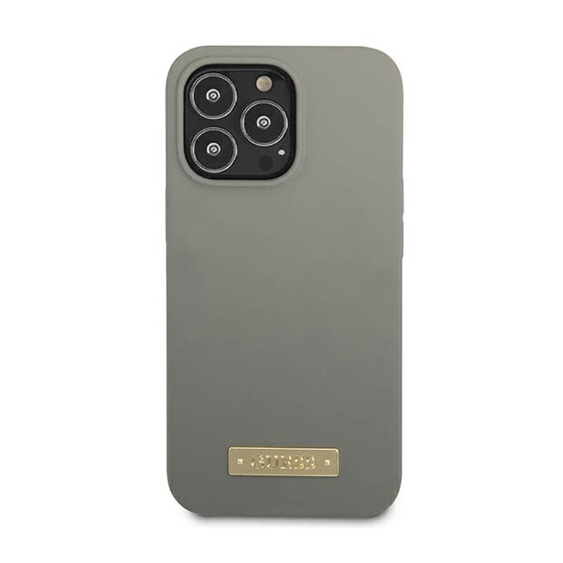 Guess Silicone Logo Plate MagSafe - Case for iPhone 13 Pro Max (Grey) 3