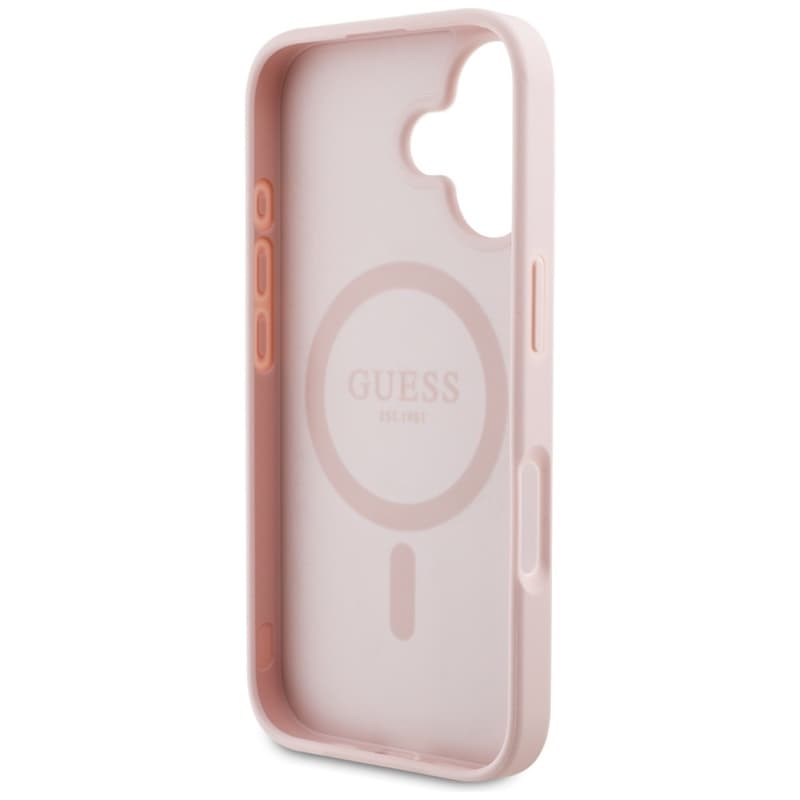 Guess Grained Printed Flower Pattern MagSafe - Case for iPhone 16 (pink) 7
