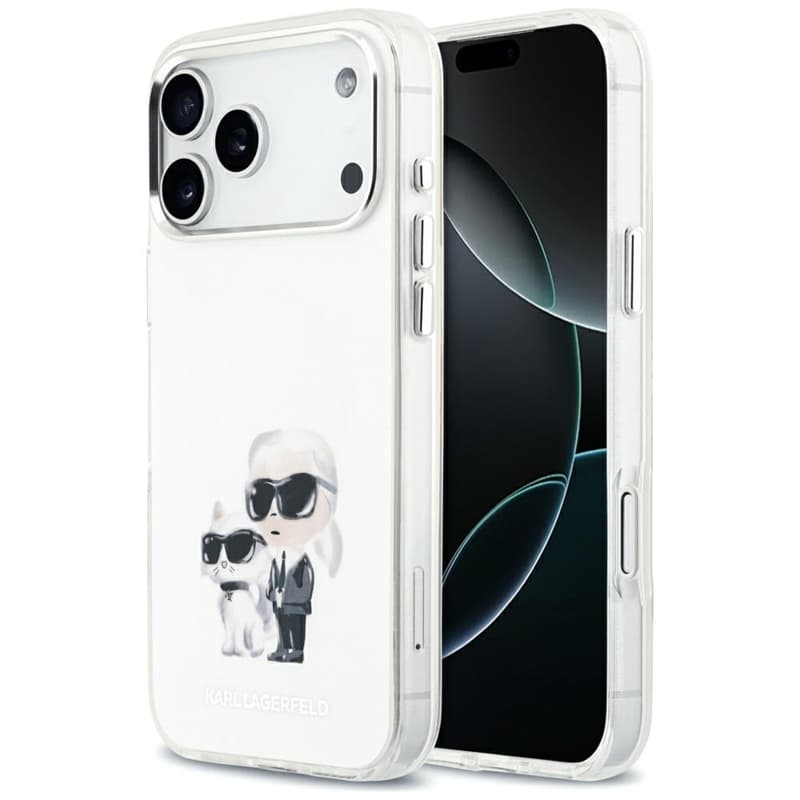 Karl Lagerfeld IML Aquarelle Karl & Choupette & Logo MagSafe - Case for iPhone 17 Pro Max (white)