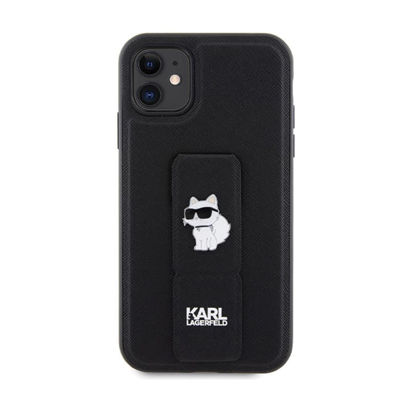 Karl Lagerfeld Gripstand Saffiano Choupette Pins - iPhone 11 Case (black) 3
