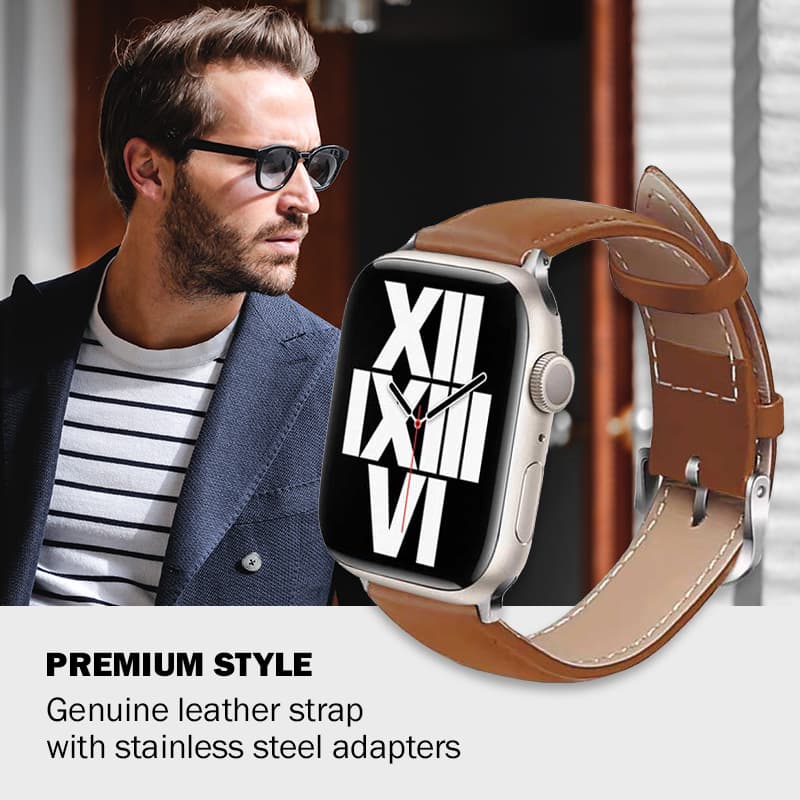 Crong Noble Band - Genuine Leather Strap for Apple Watch 44/45/46/49 mm (Mocha) 8