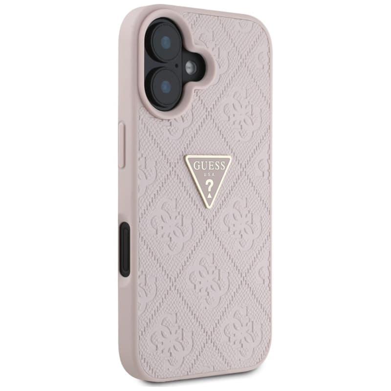 Guess Hot Stamp 4G Pattern Triangle Metal Logo - Case for iPhone 16 (pink) 4