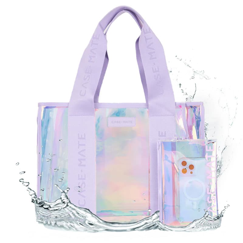 Case-Mate Large Travel Tote Bag - Waterproof shoulder bag with phone case (Soap Bubble)