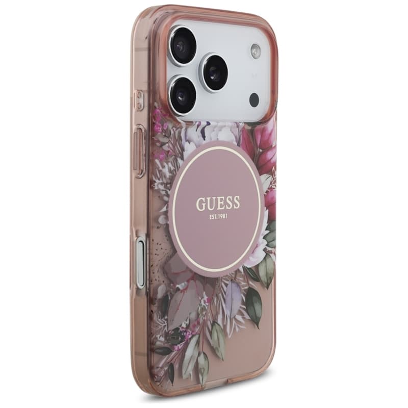 Guess IML Flowers Electro Pearl Strap MagSafe - Case iPhone 17 Pro (pink) 4