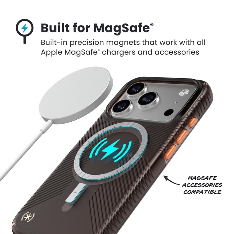 Speck Presidio Lux Grip MagSafe - iPhone 17 Pro Case (Luxury Shade Matte / Orange) 5