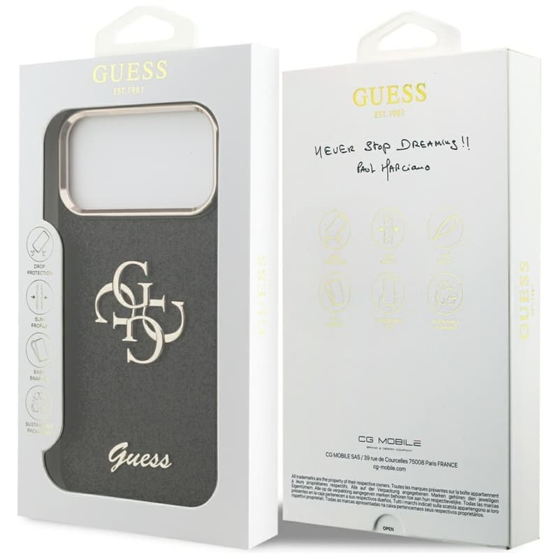 Guess Fixed Glitter Big 4G Metal Frame - Case iPhone 17 Pro Max (black) 8