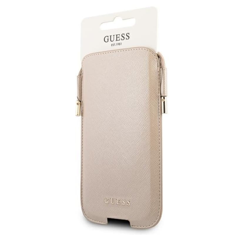 Guess Saffiano Pouch - Phone bag S / M max 6.1 "(gold) 5